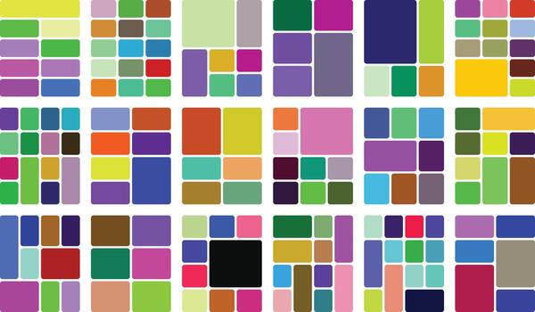 vistoso mosaico modelo de redondeado geométrico rectángulos en blanco antecedentes vector