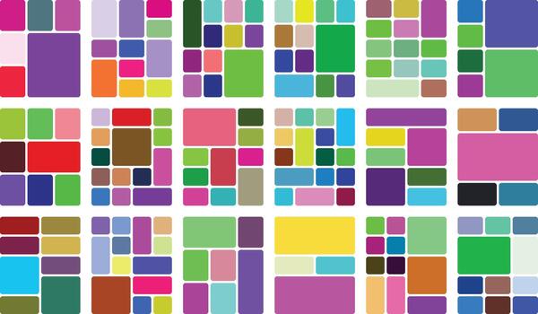 Colorful geometric shapes in an abstract grid pattern design element modern vector