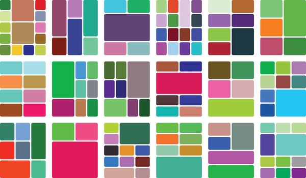 Colorful mosaic pattern of rounded rectangles, modern grid design background vector
