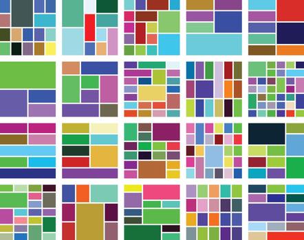Vibrant multicolored geometric mosaic pattern collection grid abstract design vector