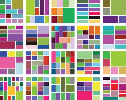 Abstract mosaic of colorful geometric blocks in a vibrant grid pattern design vector