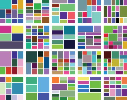 Abstract geometric collage with vibrant multicolored rectangles pattern design vector