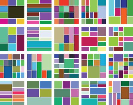 Colorful geometric grid pattern with vibrant rectangles and squares abstract design vector
