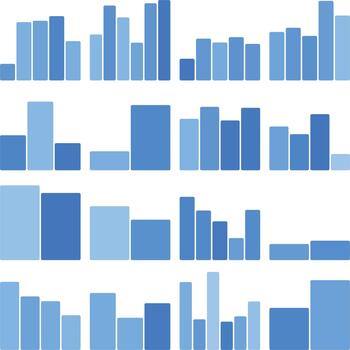 Modern abstract blue bar charts showing business data analysis and statistics vector