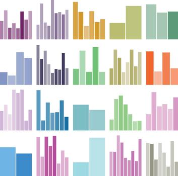 Data visualization colorful collection of bar charts and statistical graphs vector