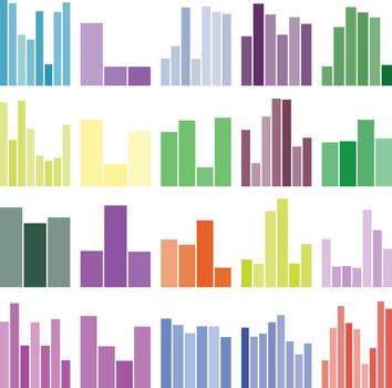 Vibrant bar charts pattern for business data analysis and financial reports. vector