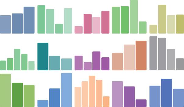 Colorful modern bar charts data visualization graphics statistic analysis vector