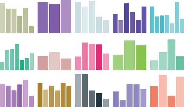 Colorful bar charts display data analysis and business growth trends visually vector