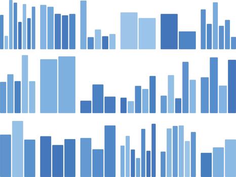Abstract blue bar chart graphic illustrating data visualization and analysis vector