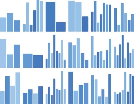 Abstract blue bar graph patterns displaying data trends and information flow vector