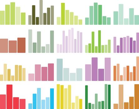 Colorful abstract bar graphs grid data visualization illustration design vector