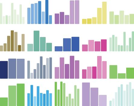 Colorful bar charts illustration showing data visualization patterns vector