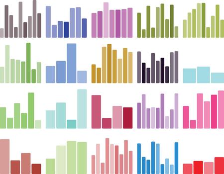 Diverse colorful bar graphs presenting financial data analysis trends abstractly. vector