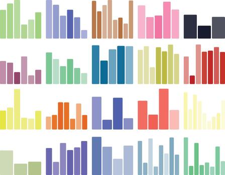 Vibrant abstract bar charts data visualization design elements collection vector
