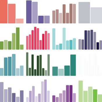 Colorful infographic bar charts representing data analysis and growth concepts vector