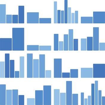 Abstract blue bar chart patterns representing data analysis and financial growth vector