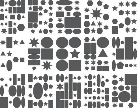 Abstract scattered pattern of dark grey geometric shapes design element vector