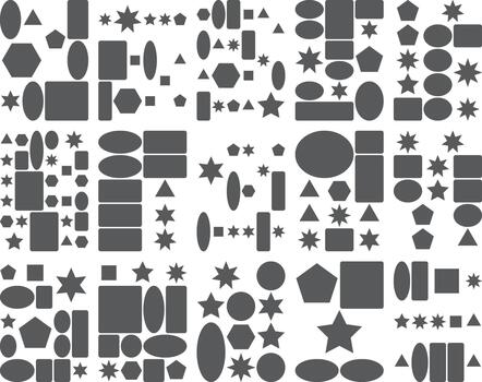 Abstract black geometric shapes pattern on a clean white background design. vector