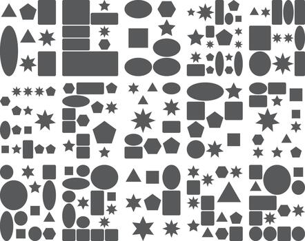 Abstract pattern of various black geometric shapes on a white background vector