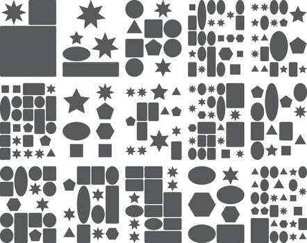 Abstract geometric pattern with diverse shapes arranged on a clean white background vector