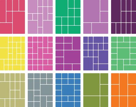 resumen mosaico cuadrícula modelo con variado vistoso formas y vibrante matices vector