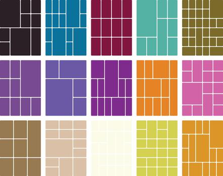vistoso resumen geométrico cuadrícula modelo con variado bloques y formas diseño vector