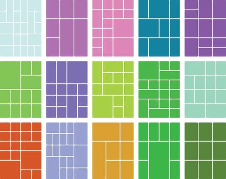 vistoso geométrico cuadrícula patrones con varios redondeado rectangular formas vector