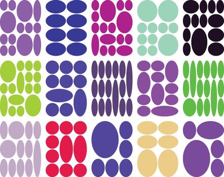 Colorful abstract geometric ovals and circles pattern on white background vector
