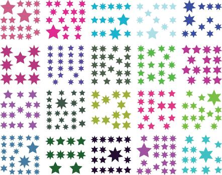 colección de vistoso estrella formas y geométrico patrones, resumen diseño vector