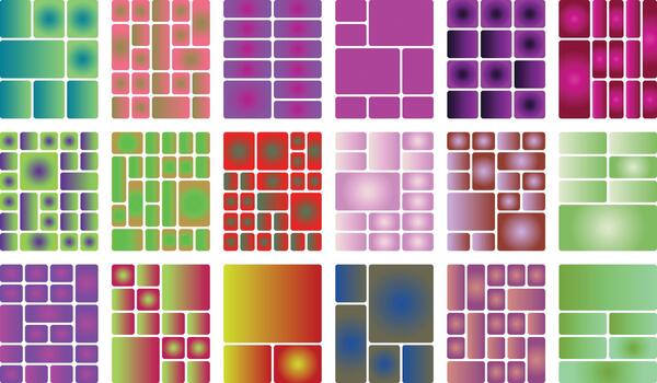 Abstract gradient grid pattern with rounded rectangles and diverse color scheme vector