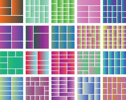 Colorful gradient geometric abstract pattern collage grid design layout background vector