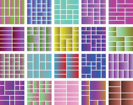 Vibrant gradient abstract geometric grid collage pattern background design vector