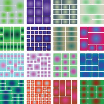 Modern abstract grid design featuring gradient colored rounded rectangles vector