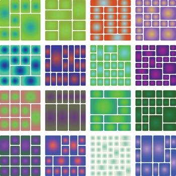 Vibrant geometric grid abstract background with gradient shapes and colors. vector