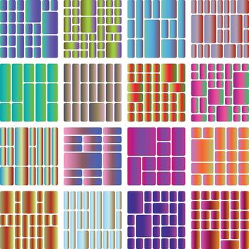 Gradient colorful geometric abstract patterns collection on white background vector