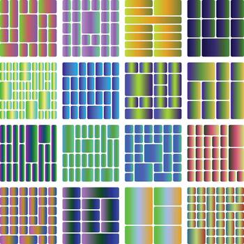 Abstract geometric pattern with colorful gradient rectangles on white background vector