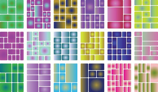 Colorful geometric gradient shapes pattern grid layout abstract background design vector