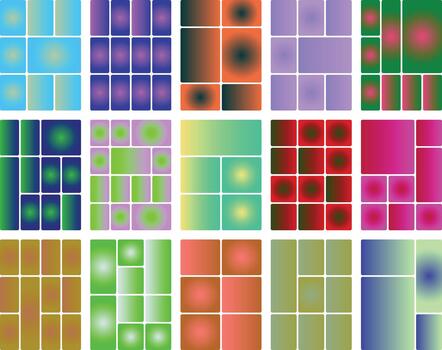 Vibrant abstract gradient color block grid pattern, modern digital design vector