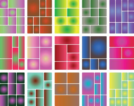 Abstract gradient mosaic with diverse colorful rounded rectangular shapes vector