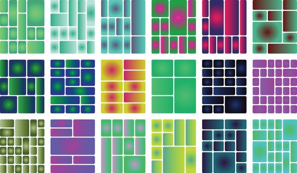 colección de diverso degradado geométrico patrones con redondeado rectángulos vector