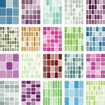 Abstract vibrant mosaic patterns collection with colorful rounded shapes vector