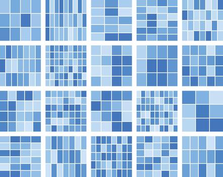 Abstract blue geometric mosaic pattern design background with varying shades vector