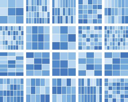 Abstract blue geometric mosaic patterns grid, modern digital background design. vector