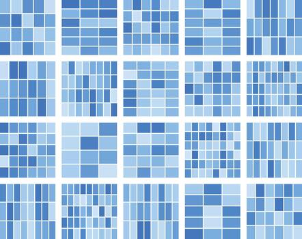 diverso azul cuadrícula patrones, digital información Procesando concepto antecedentes. vector