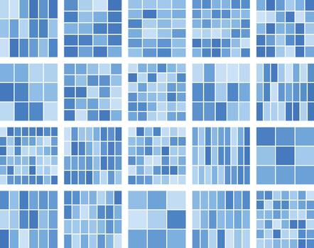 Geometric abstract pattern of blue squares and rectangles, modern design vector