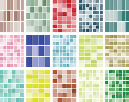 Abstract geometric patterns diverse colorful rectangles, squares, tile grid vector