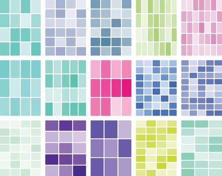 Vibrant abstract pixelated grid pattern collection for modern design projects vector