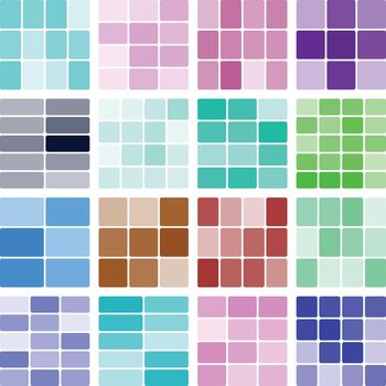 vistoso geométrico resumen modelo con varios sombras en cuadrado cuadrícula diseño vector