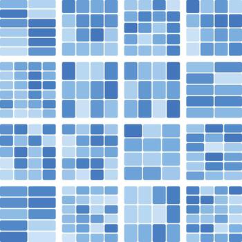 Abstract blue geometric grid pattern with varying rectangular shapes on white vector