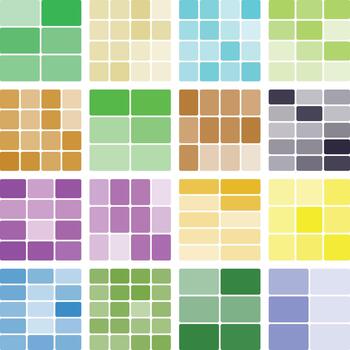 Abstract color palettes grid, collection of gradient swatches and samples. vector